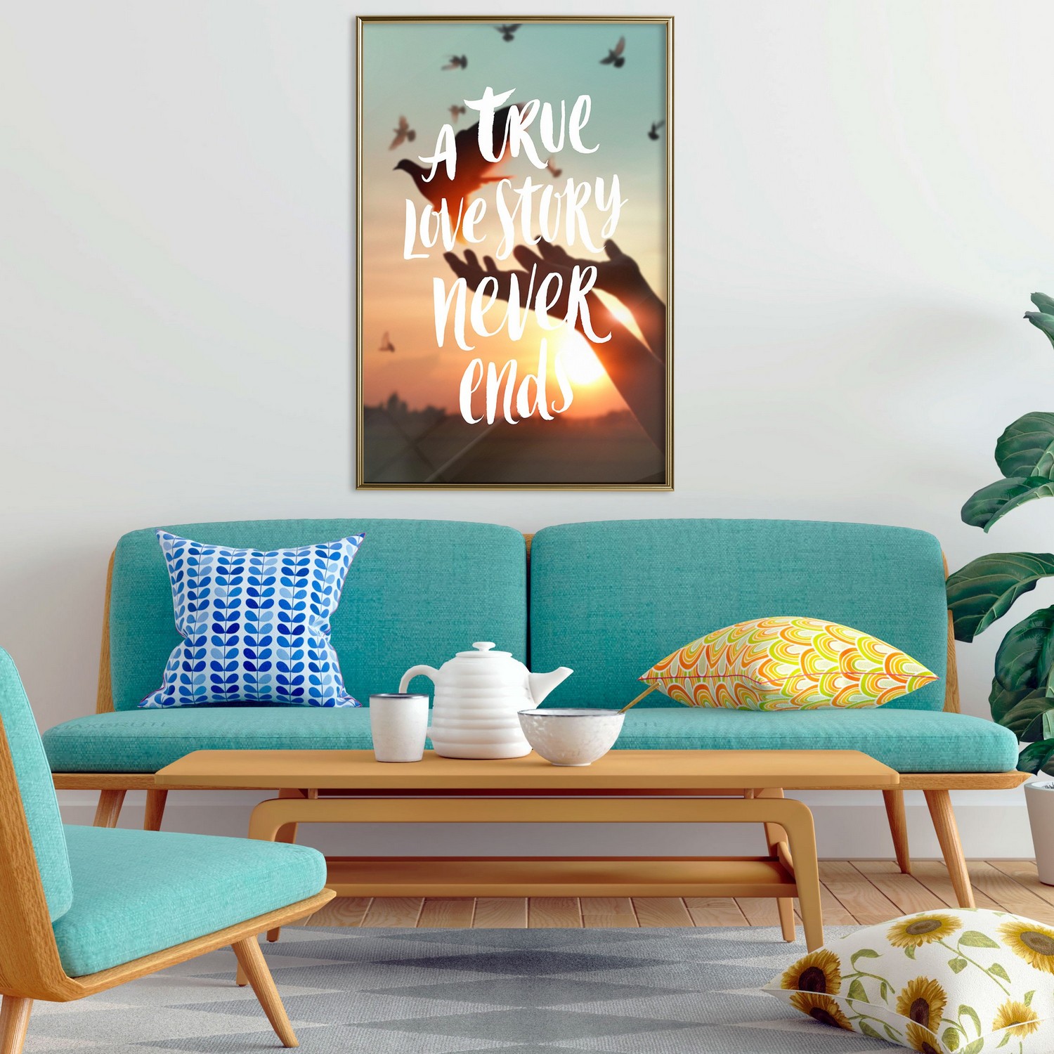 Affisch - A True Love Story Never Ends [Poster] 30x45 Guld ram, 30x45 cm