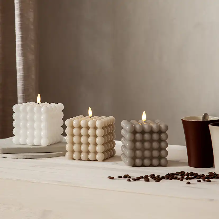 LEDBlockljus Flamme Dot Vit