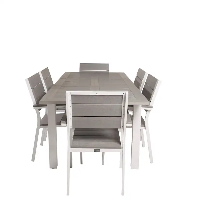 Albany Dining Table 152/210*90 - White Alu / Grey Aintwood+L Vit/Grå