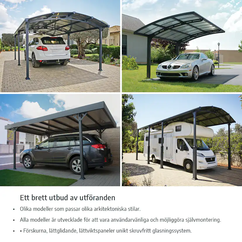 Carport Canopia by Palram Sydney i Metall Dubbel båge 6x6 m Svart