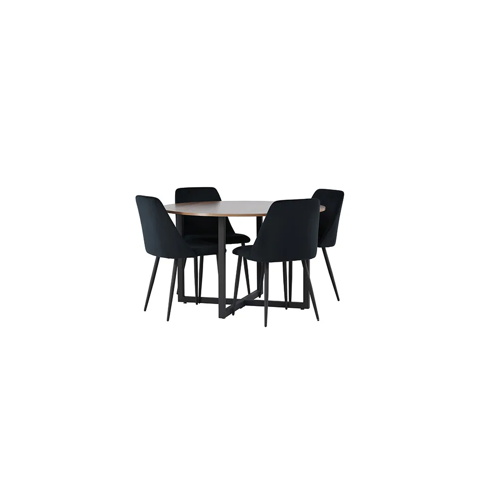 Matgrupp Venture Home Durango Ø120 cm med 4 st Night stolar Svart
