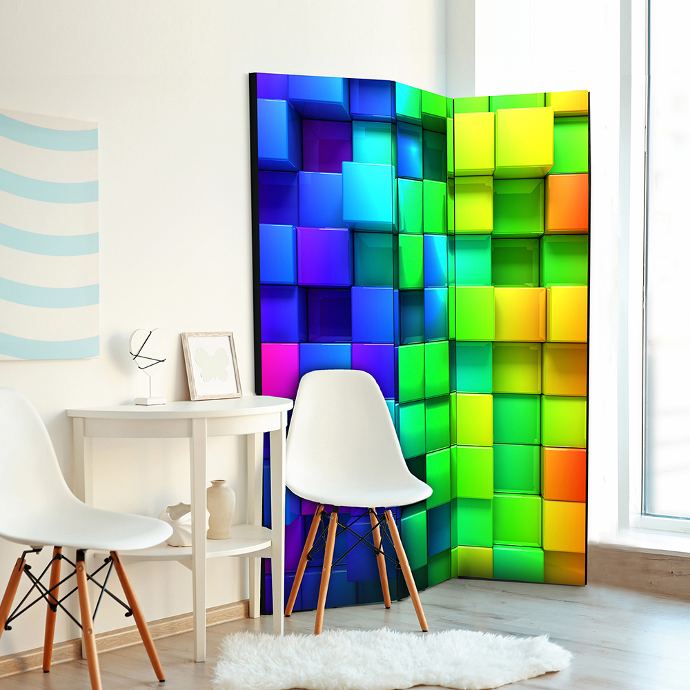 Rumsavdelare Skärmvägg Arkiio Colourful Cubes 135x172 cm