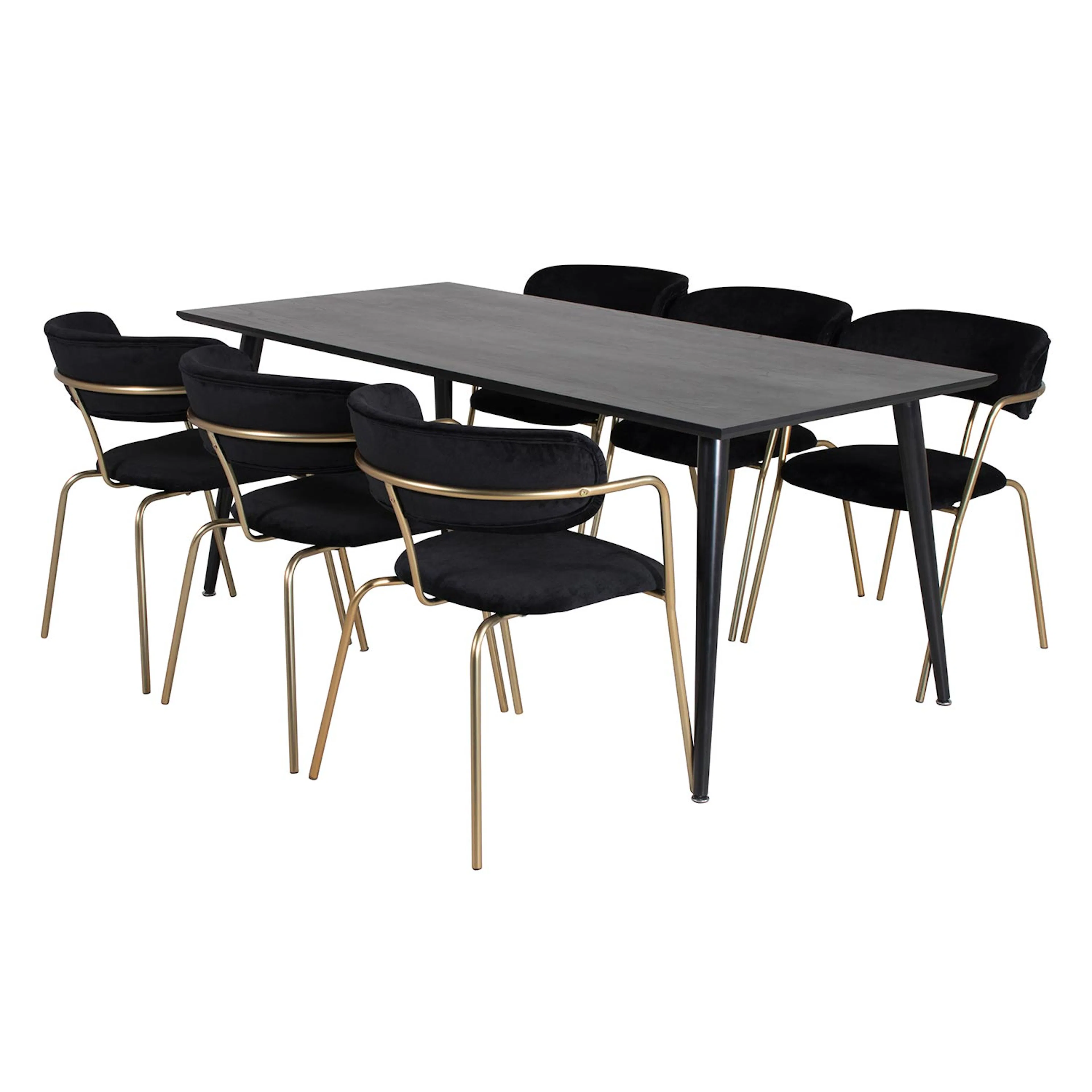 DippTable-Black Veneer/Arrow armchair Black Velvet_6 Svart/Svart