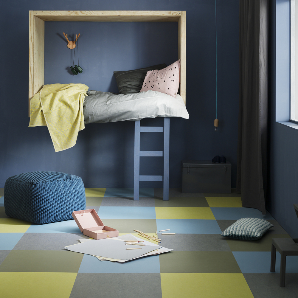 Linoleumgolv Forbo Marmoleum Click Vintage Blue 30x30 cm