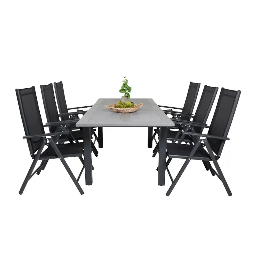 Matgrupp Venture Home Aleyna 160/240 med 6 Bront Positionsstolar
