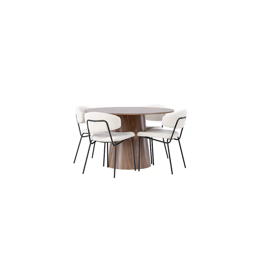 Matgrupp Venture Home Lanzo Runt Matbord Ø120 cm & 4 Chico Stolar i Boucle