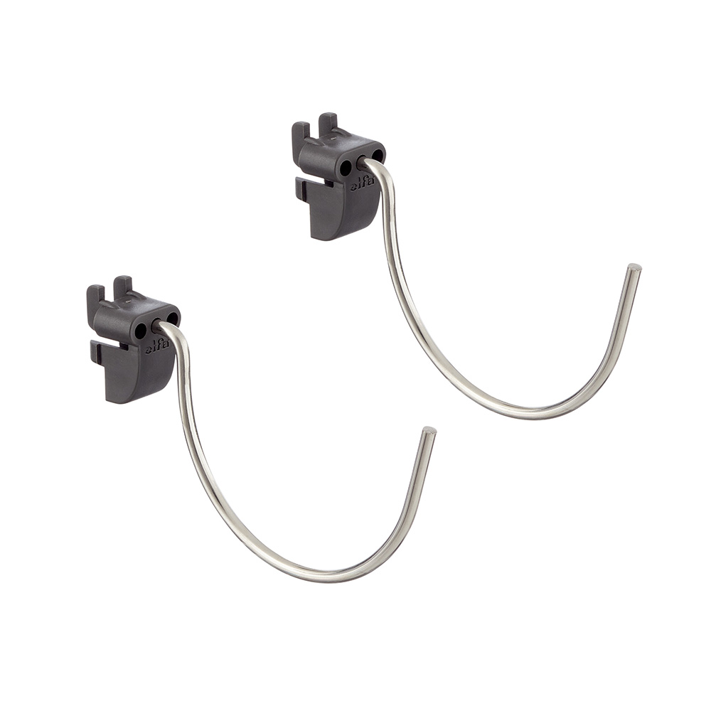 Stor Rund Krok Elfa Garage+ för Förvaringstavla 2-pack