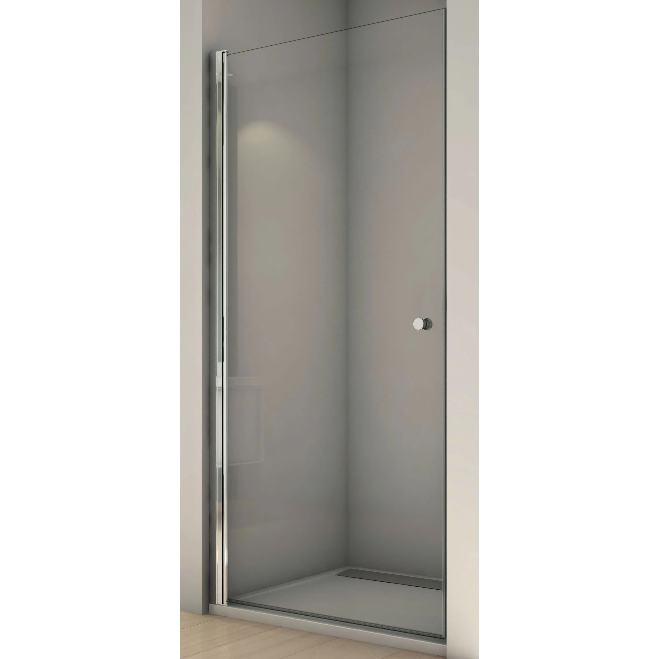 Solino Dusch Rak slagdörr 80 Klarglas/Högglans silver Vänste B: 800 mm, Profil: Högglans silver, Hägning: Vändbar