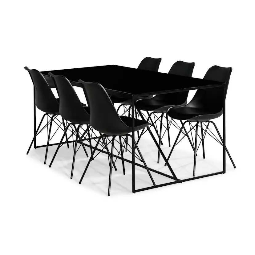 Matgrupp Basic Home Indy Rektangulärt Matbord 180 cm med 6 Shell Matstol