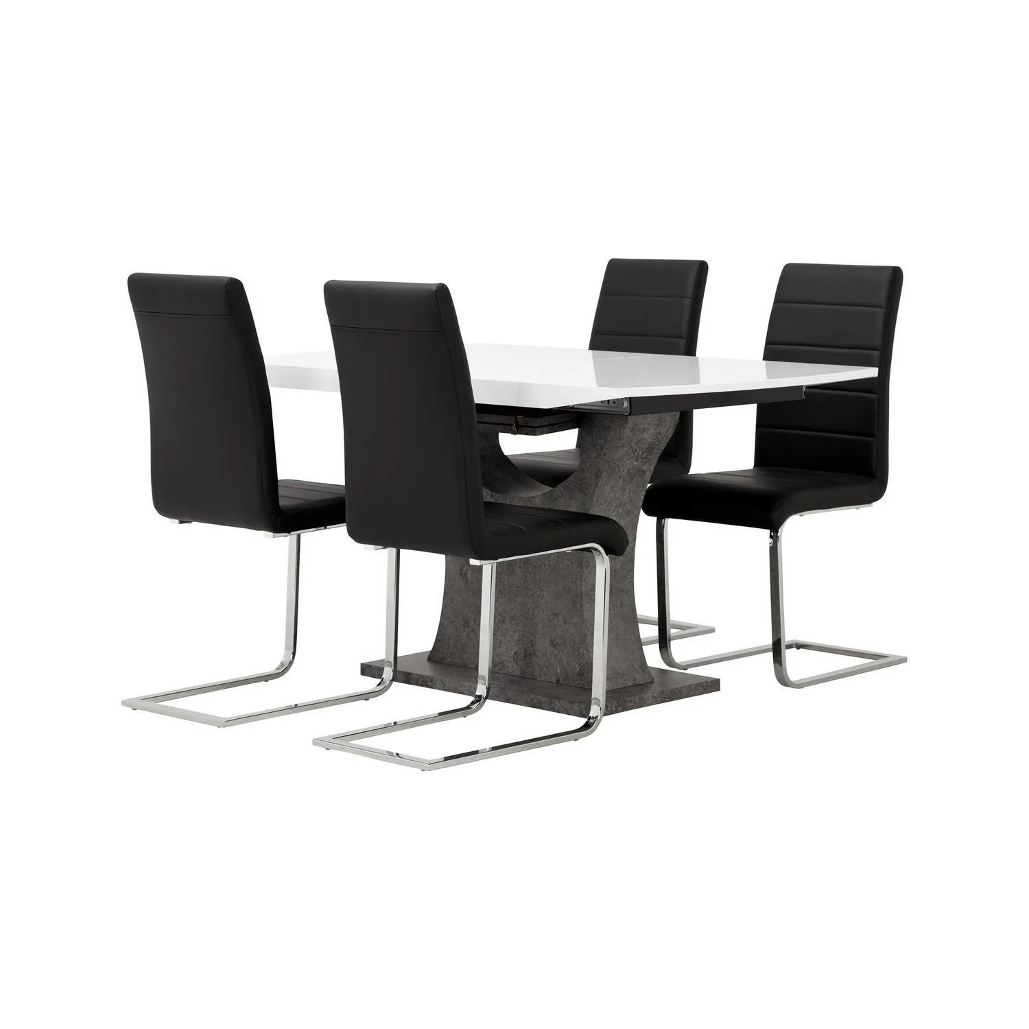 Matgrupp Concept 55 Azusa Rektangulärt Matbord 140-180 cm Förlängningsbartt med 4 Sorado Matstol