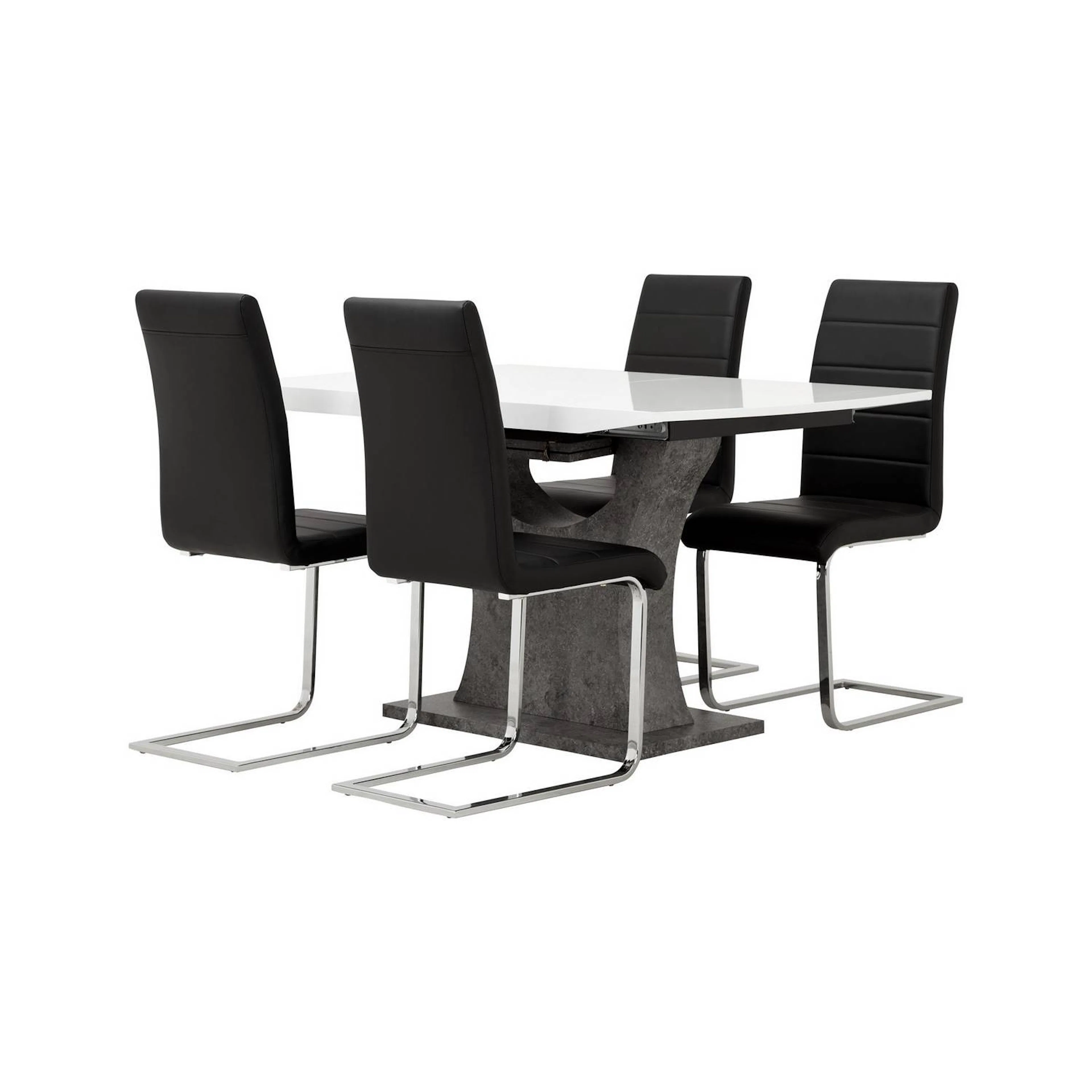 Matgrupp Concept 55 Azusa Rektangulärt Matbord 140-180 cm Förlängningsbartt med 4 Sorado Matstol