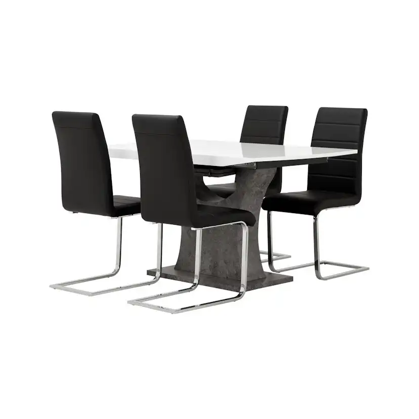 Matgrupp Concept 55 Azusa Rektangulärt Matbord 140-180 cm Förlängningsbartt med 4 Sorado Matstol