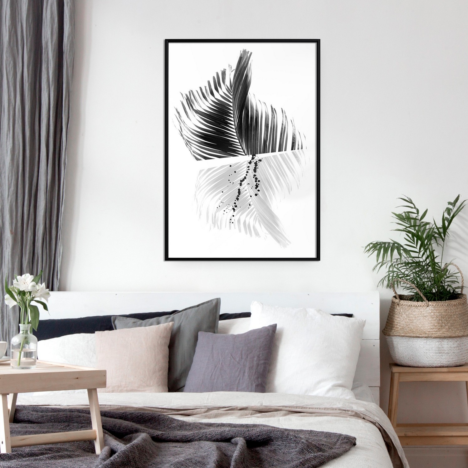 Affisch - Black And White Palm [Poster] 40x60 Svart ram, 40x60 cm
