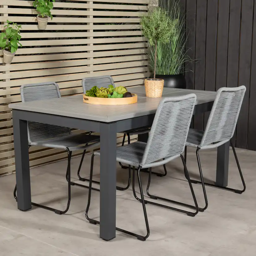 Matgrupp Venture Home Aleyna 160/240 med 4 Leon Matstolar
