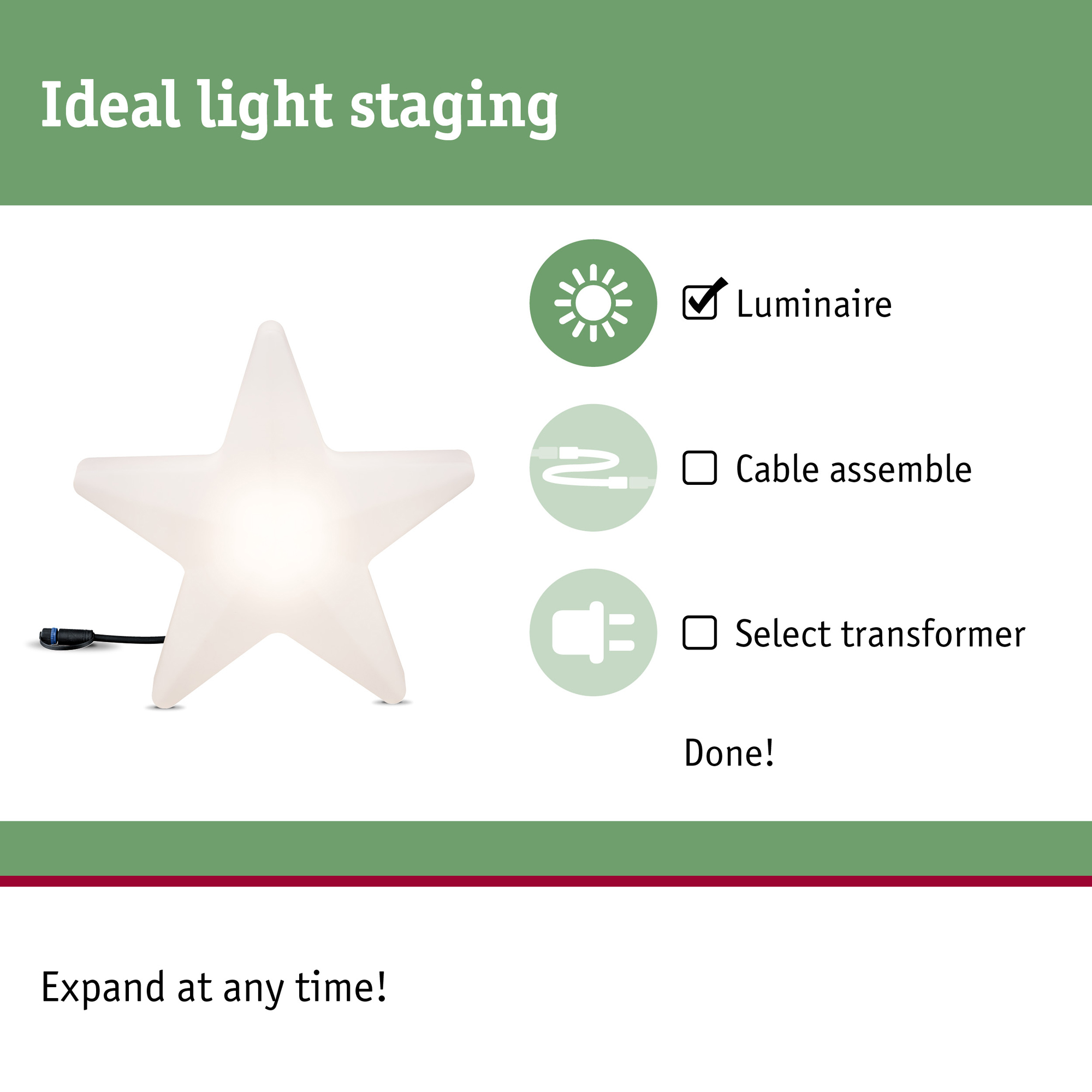 Dekorationsljus LED Paulmann Star Plug & Shine IP67 24V