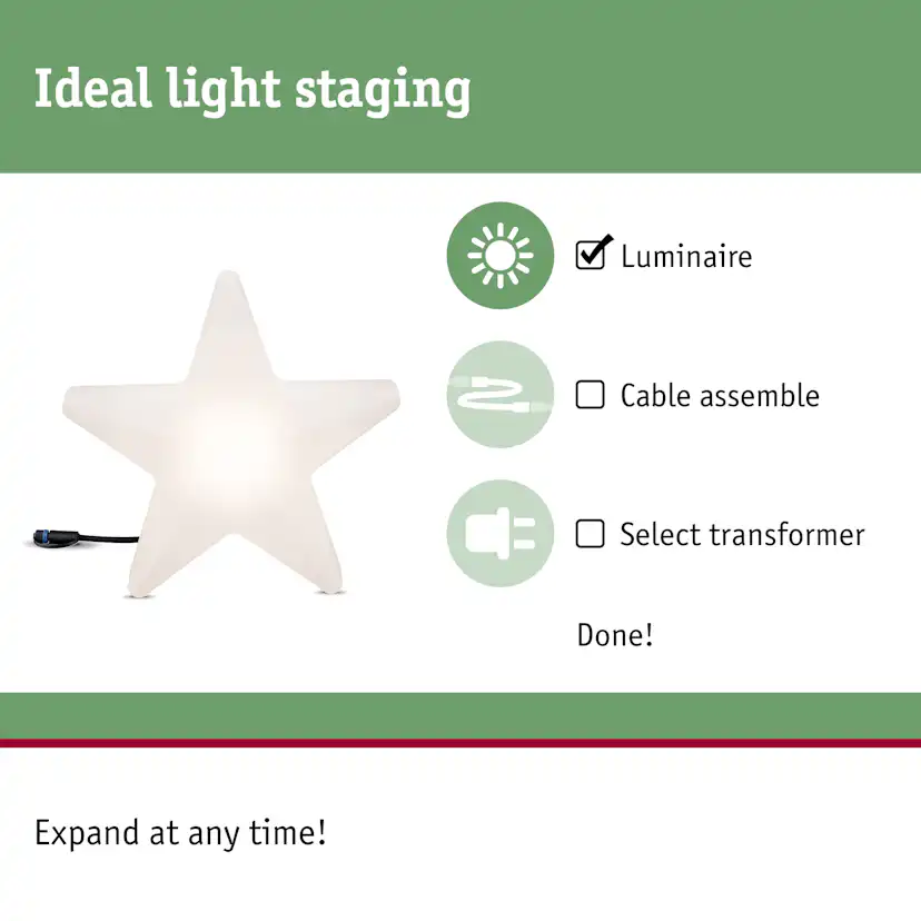Dekorationsljus LED Paulmann Star Plug & Shine IP67 24V