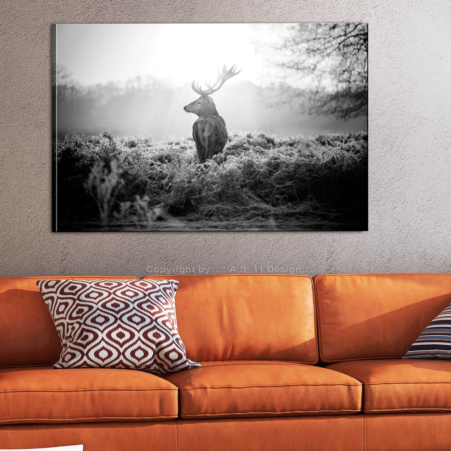 Tavla Arkiio Black And White Deer