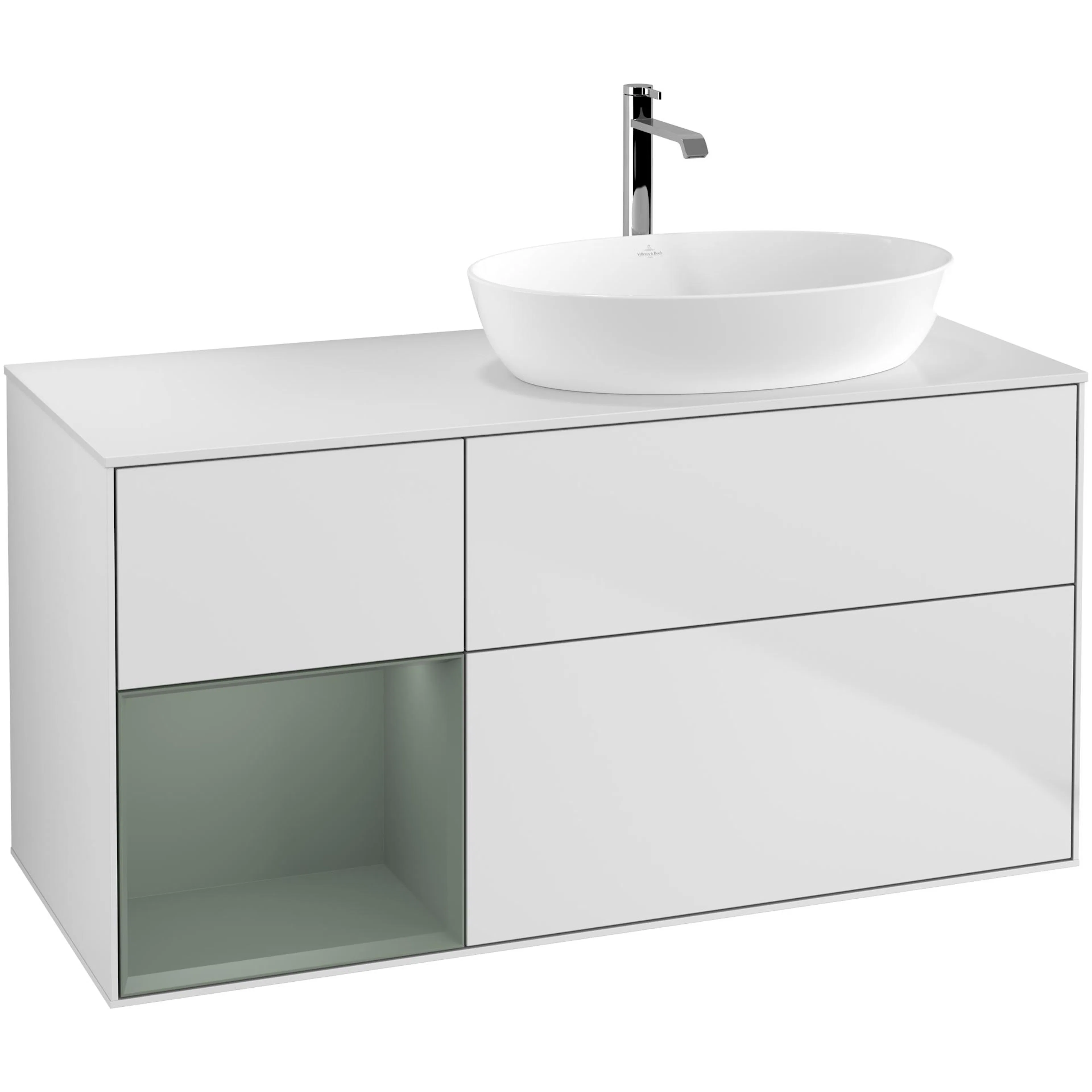 Tvättställsskåp Villeroy & Boch Finion med 3 Lådor Hylla och Bänkskiva för Ocentrerat Tvättställ från Artis & Collaro