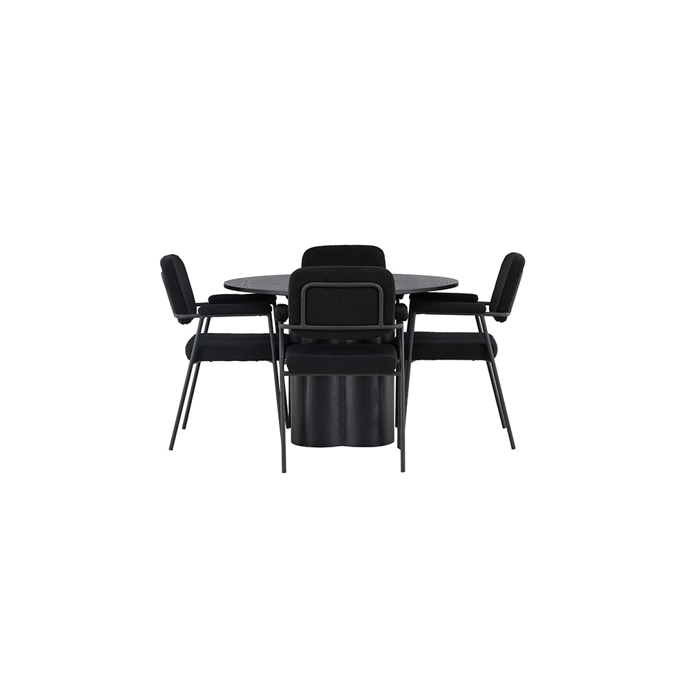 Matgrupp Venture Home Olivia Ø110 cm med 4 st Yesterday stolar