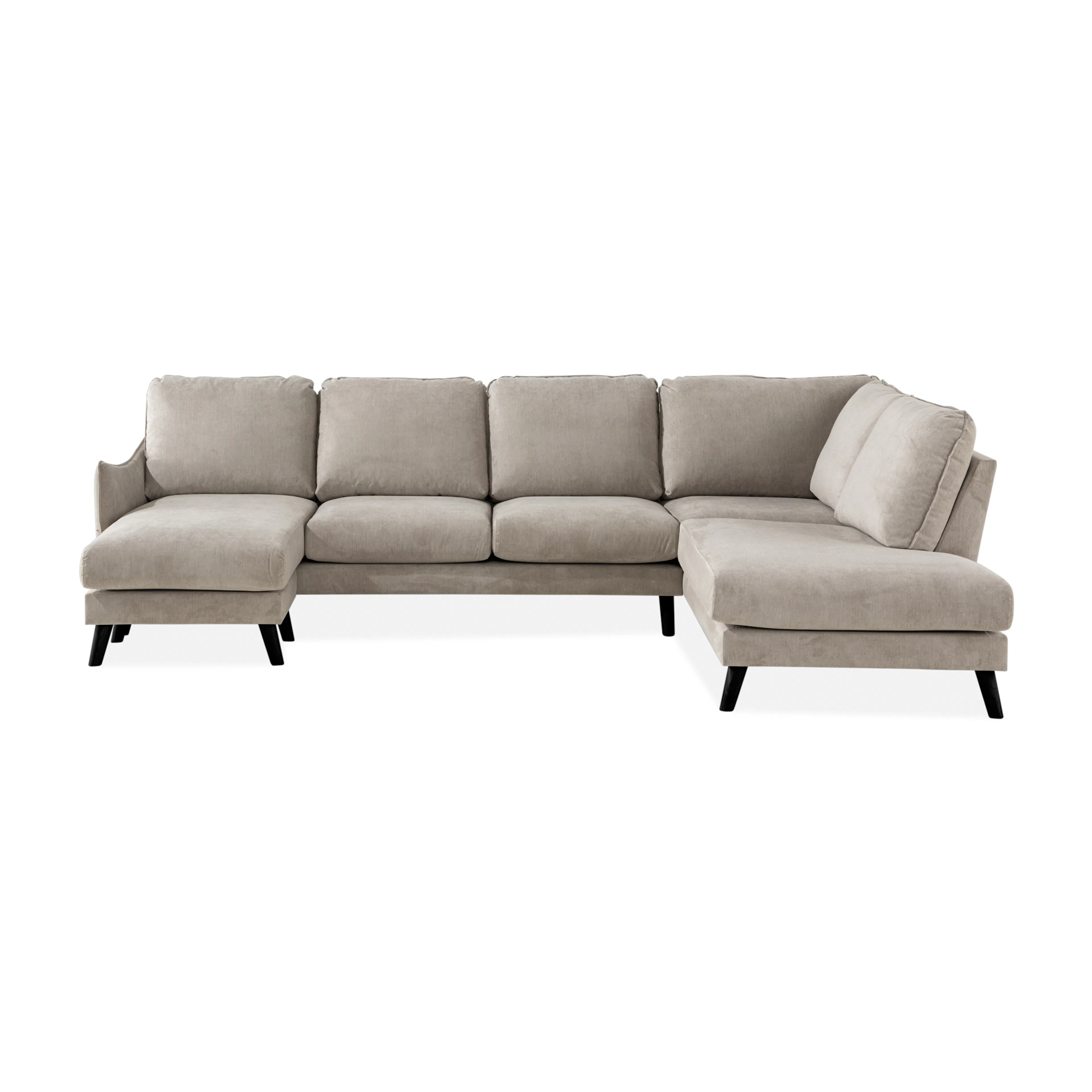 Trend Lyx 4-sits Högervänd U-formad Soffa med Divan och Schä Lulu 4, Beige, Höger