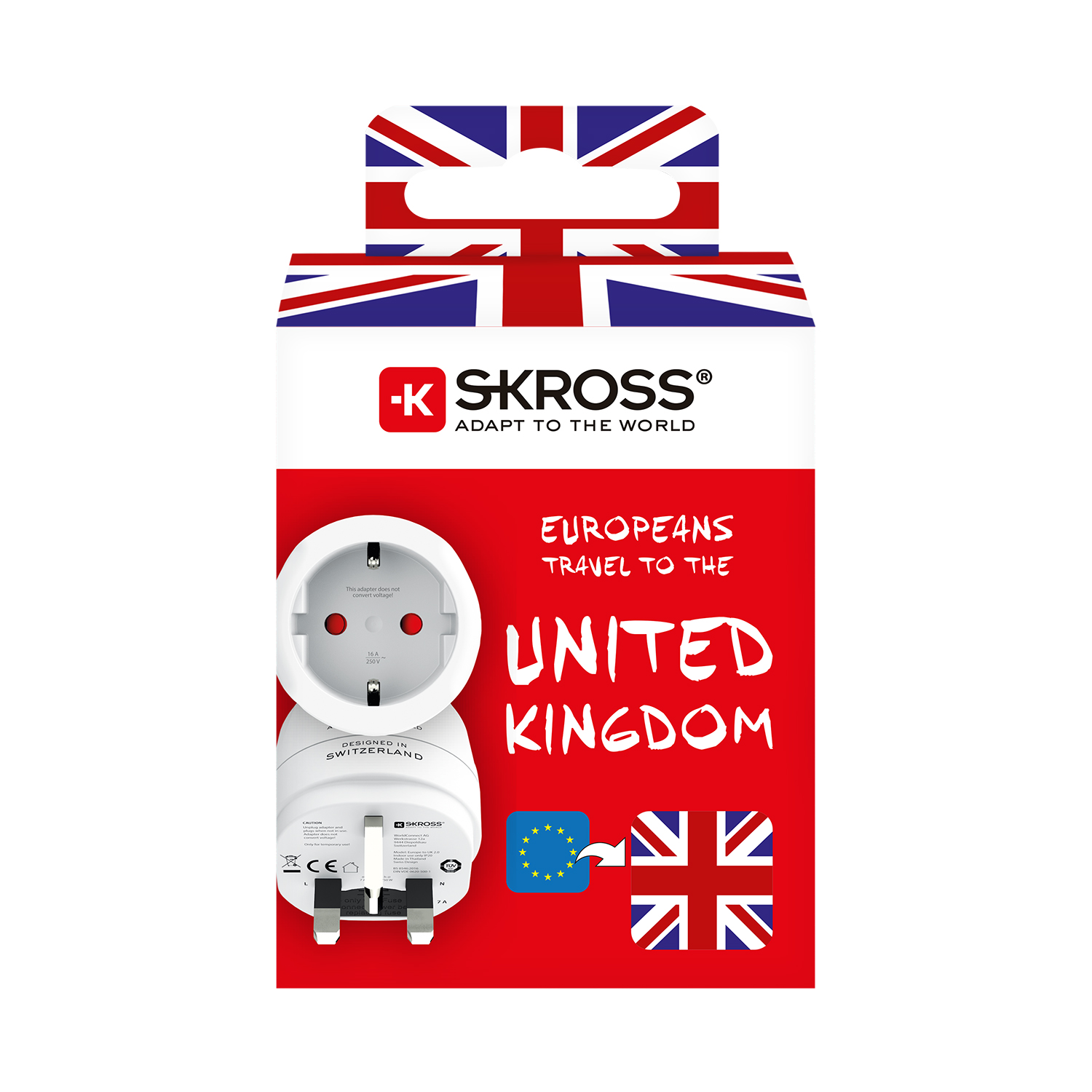 Reseadapter Skross Europa till UK Jordad