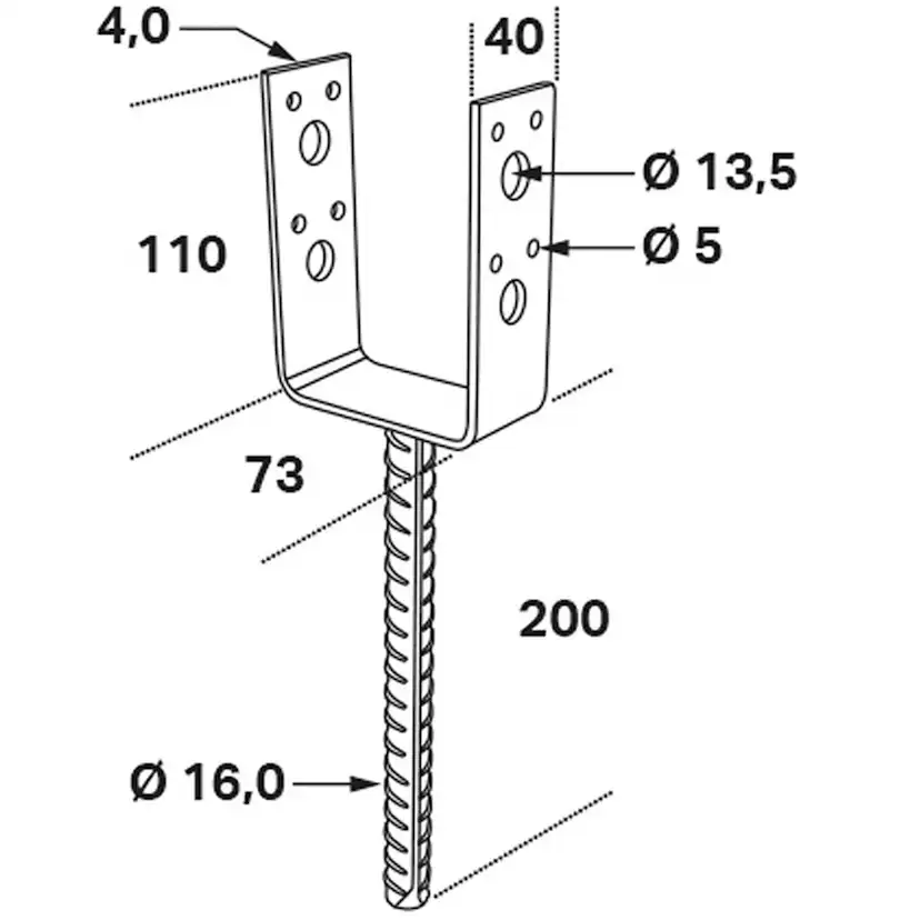 Stolphållare Csu 73x40x4 Ce 73x40x4 mm