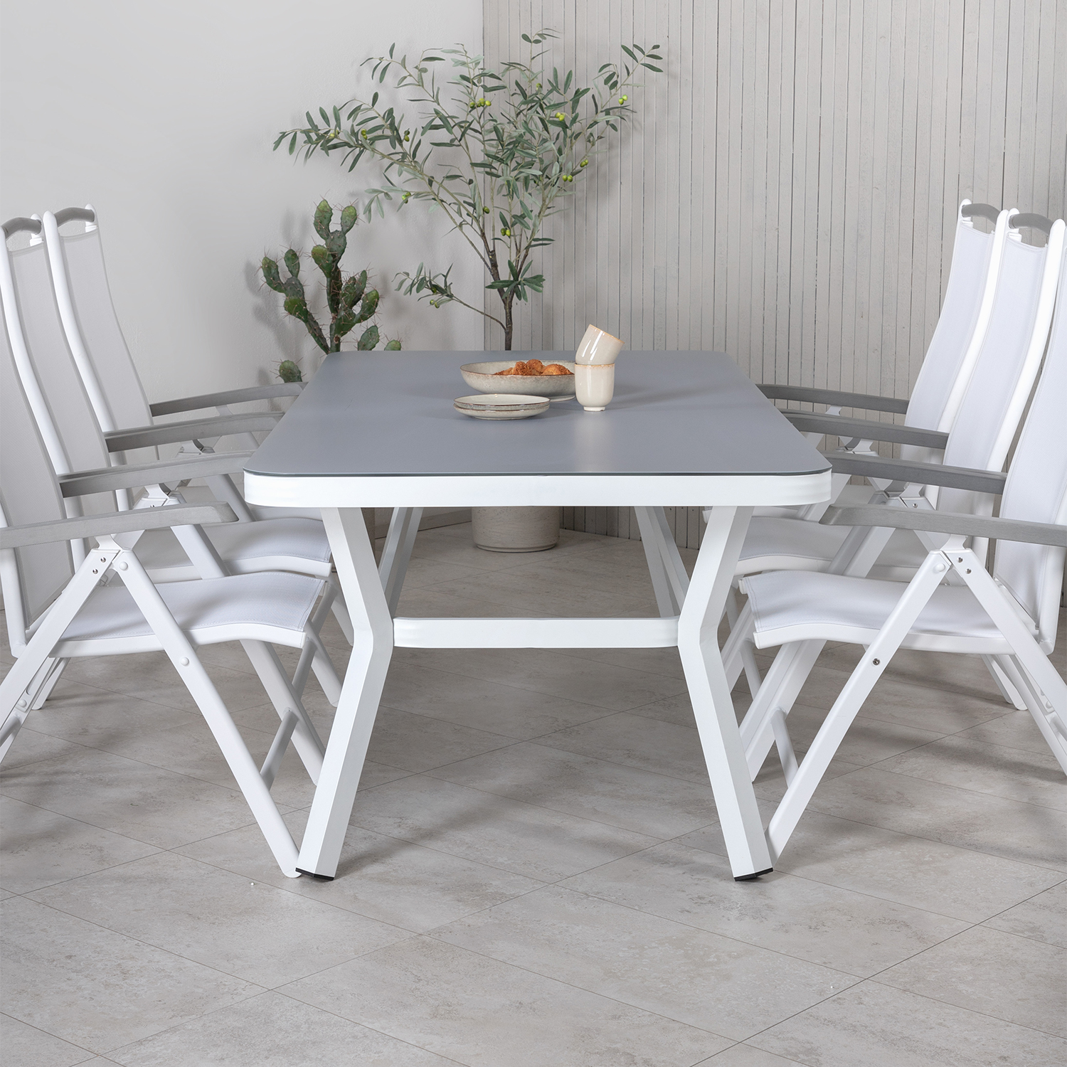 Matgrupp Utomhus Venture Home Virya 160x90 med 6 Albany PositionsTrädgårdsstolar