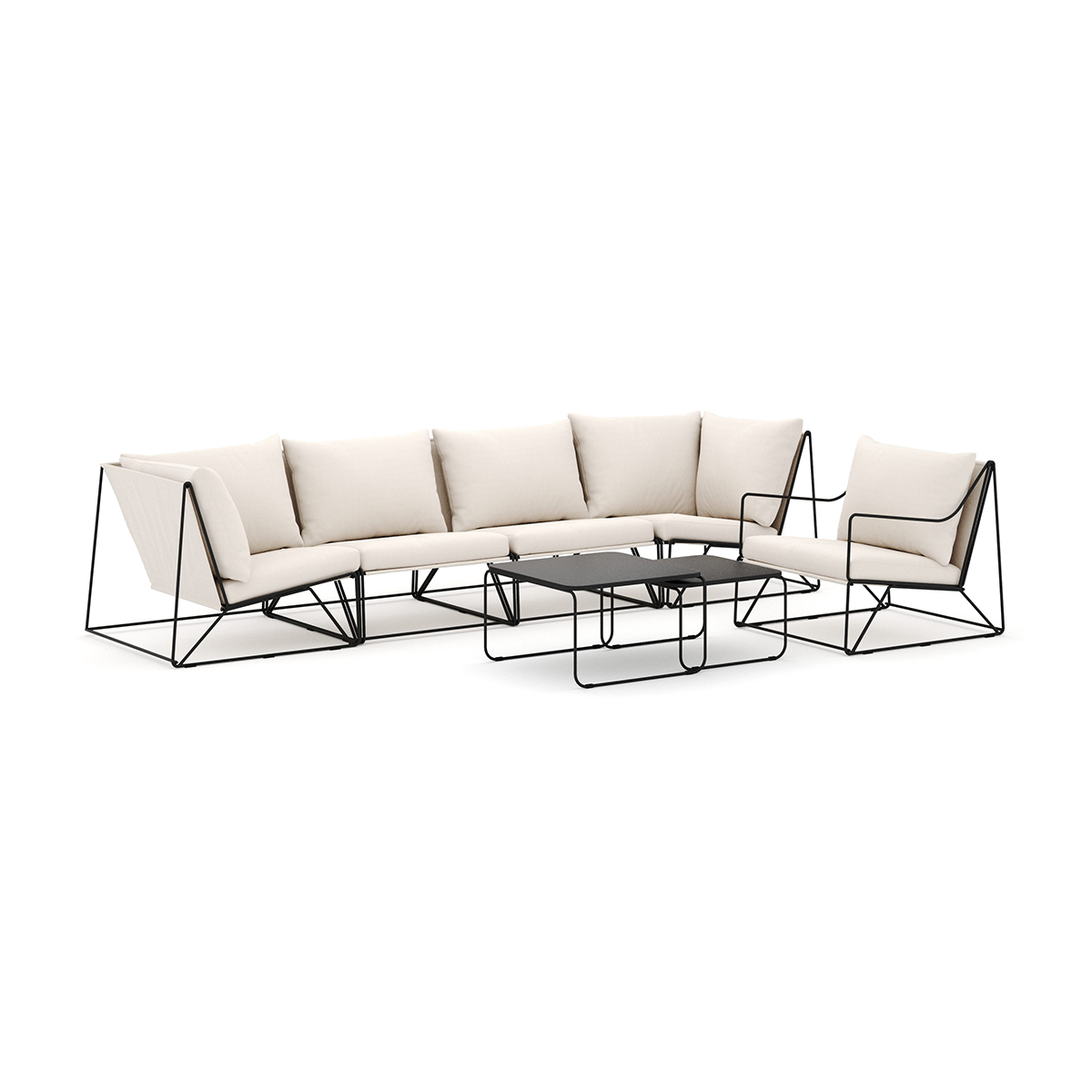 Loungesoffa Comfort Garden Usteryd utomhus rak 5-sits soffa med fåtölj