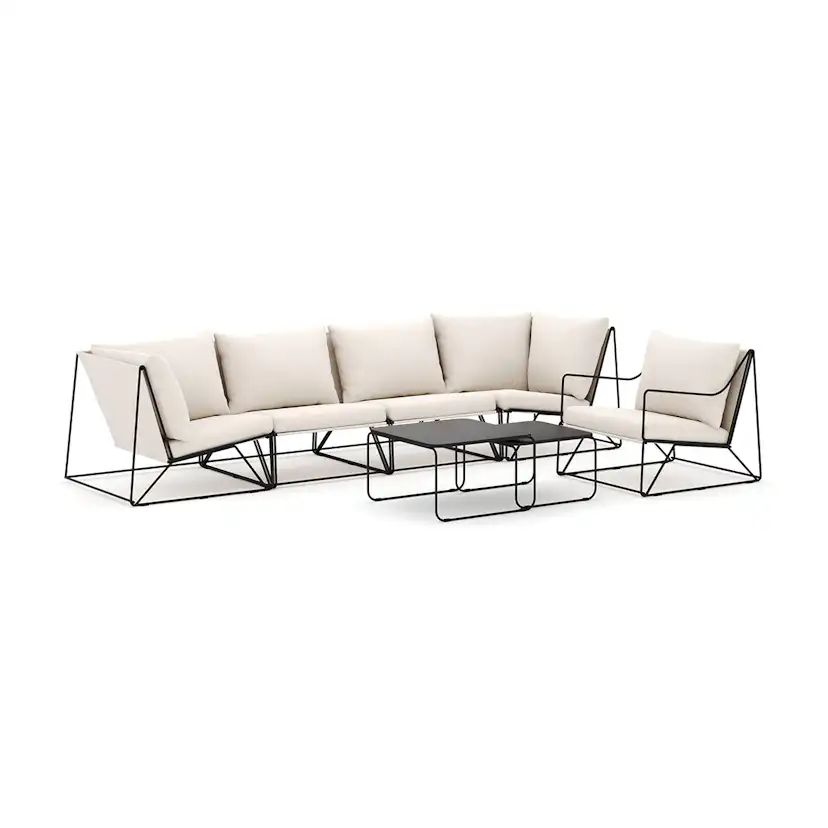 Loungesoffa Comfort Garden Usteryd utomhus rak 5-sits soffa med fåtölj