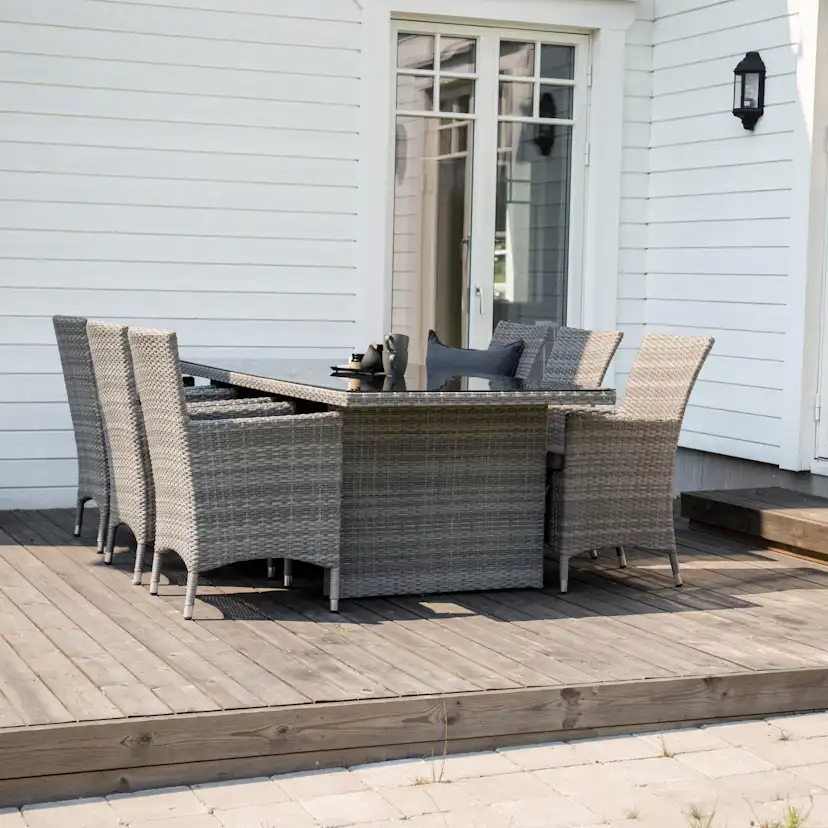 Matgrupp Utomhus Venture Home Pishi 200 med 6 Milwa Trädgårdsstolar
