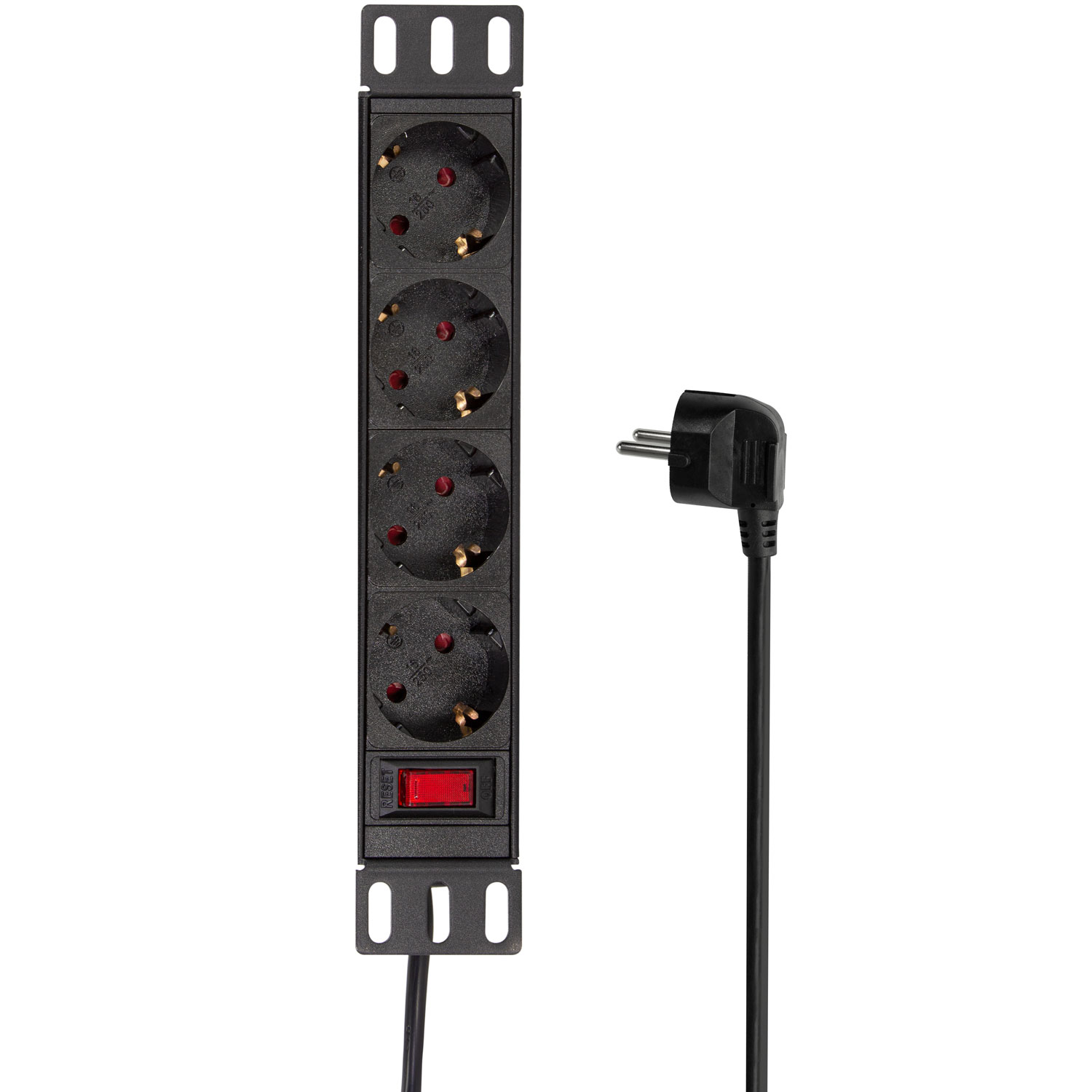 Tillbehör Hemelektronik LogiLink Serverskåps Grenuttag 4-vägs med Brytare för 10"-rack U1 Svart