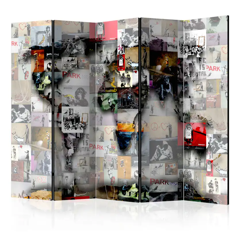 Rumsavdelare Skärmvägg Arkiio World map Banksy 225x172 cm