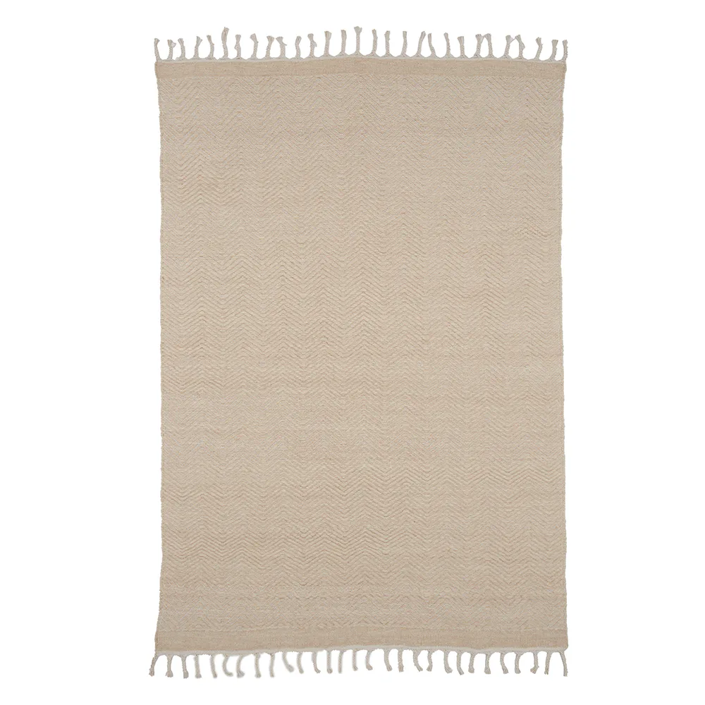 Loke Wool/cotton mix - 300*200- -Rectangular-White/Beige Beige/Vit, 200x300 cm