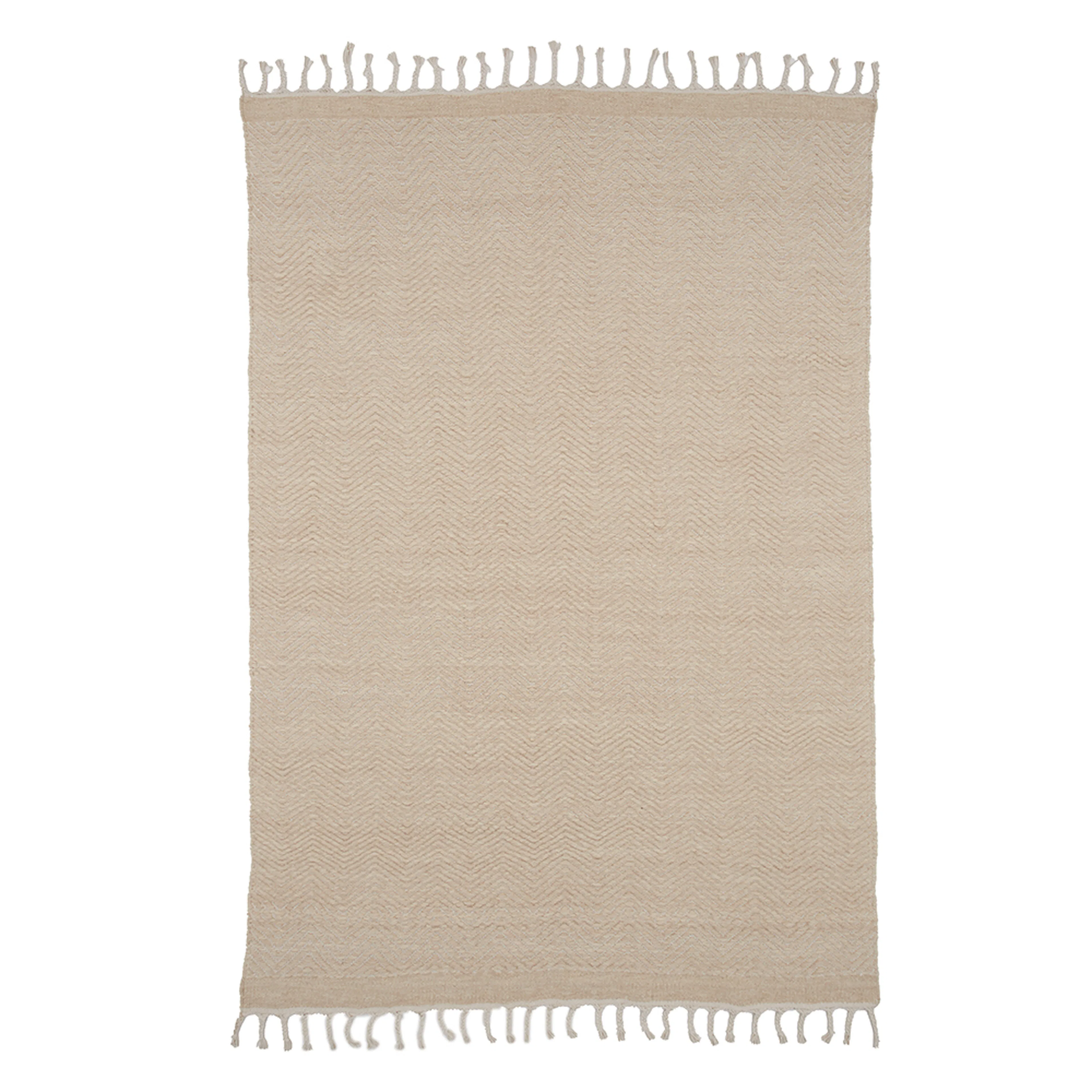Loke Wool/cotton mix - 300*200- -Rectangular-White/Beige Beige/Vit, 200x300 cm