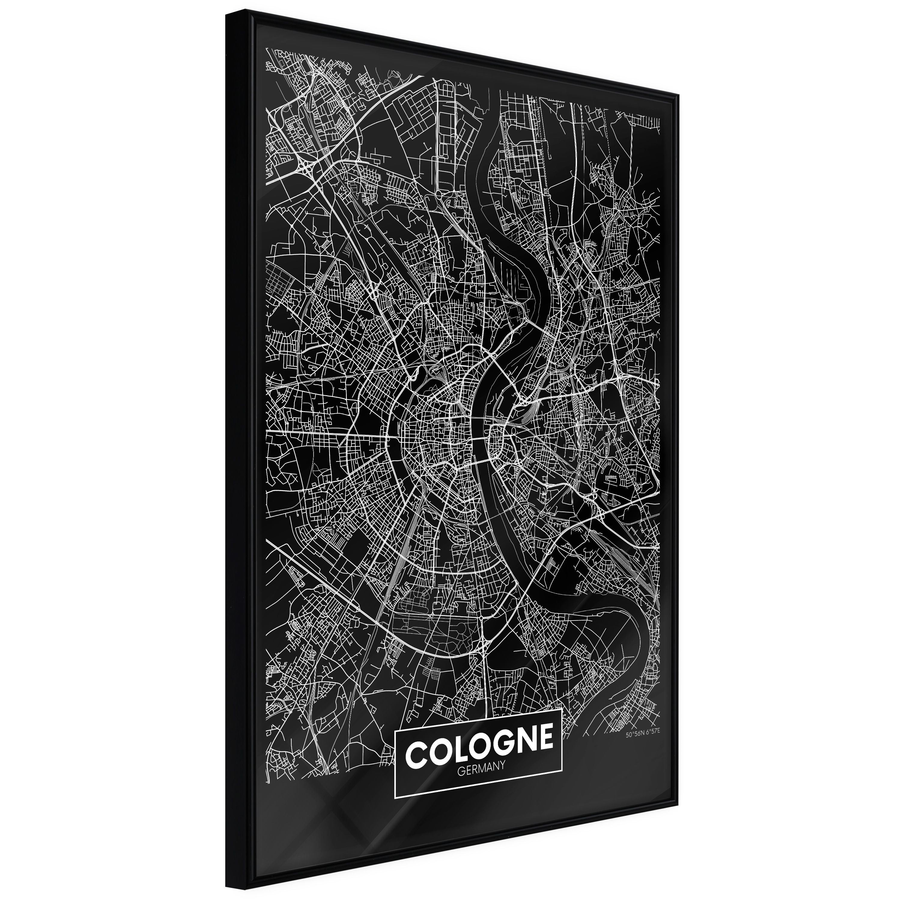 Poster Artgeist Affisch Dark Map of Cologne