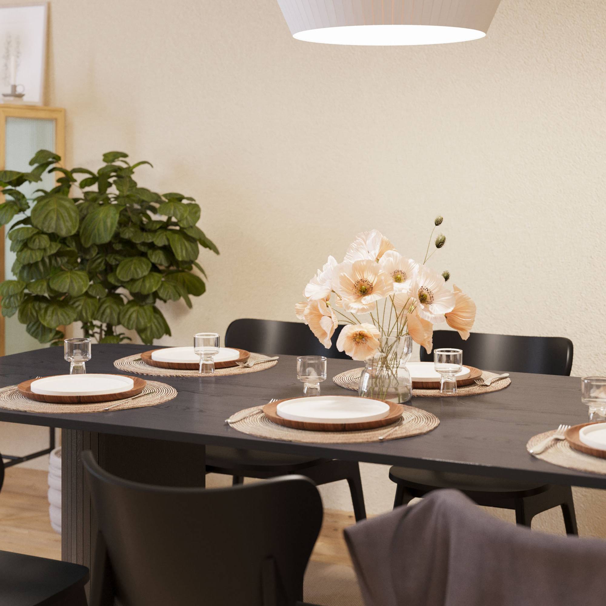 Matgrupp Bark Kopparbo Rektangulärt Matbord 240 cm med 6 Matstol Jerup