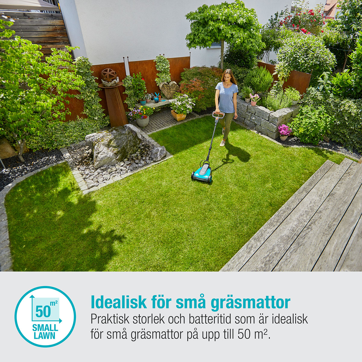 Gräsklippare Gardena HandyMower 22/18V P4A Komplett (2,5Ah batteri + standardladdare)