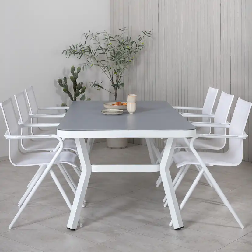 Matgrupp Utomhus Venture Home Virya 160x90 cm med 6 Alina Trädgårdsstolar