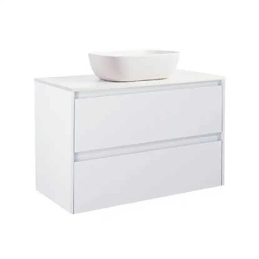 Luxo 90Vitm Bs Vit+Ts Rektvit Färg Tvättställsskåpet: Matt Vit, Färg Bänkskiva: Vit, Färg Tvättställ: Vit - B: 908 mm, H: 737 mm, D: 470 mm