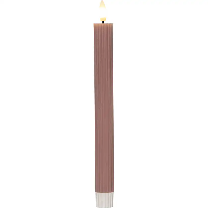 LED Antikljus 2-pack Flamme Stripe Rosa 25 cm Rosa