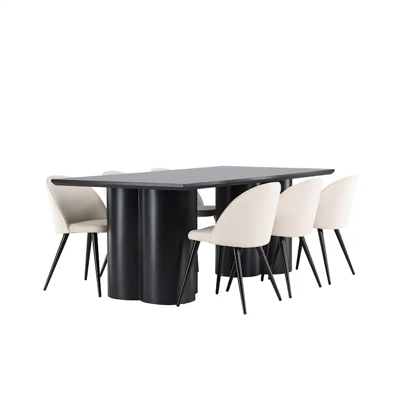 Matgrupp Venture Home Olivia 210 med 6 st Velvet Stolar