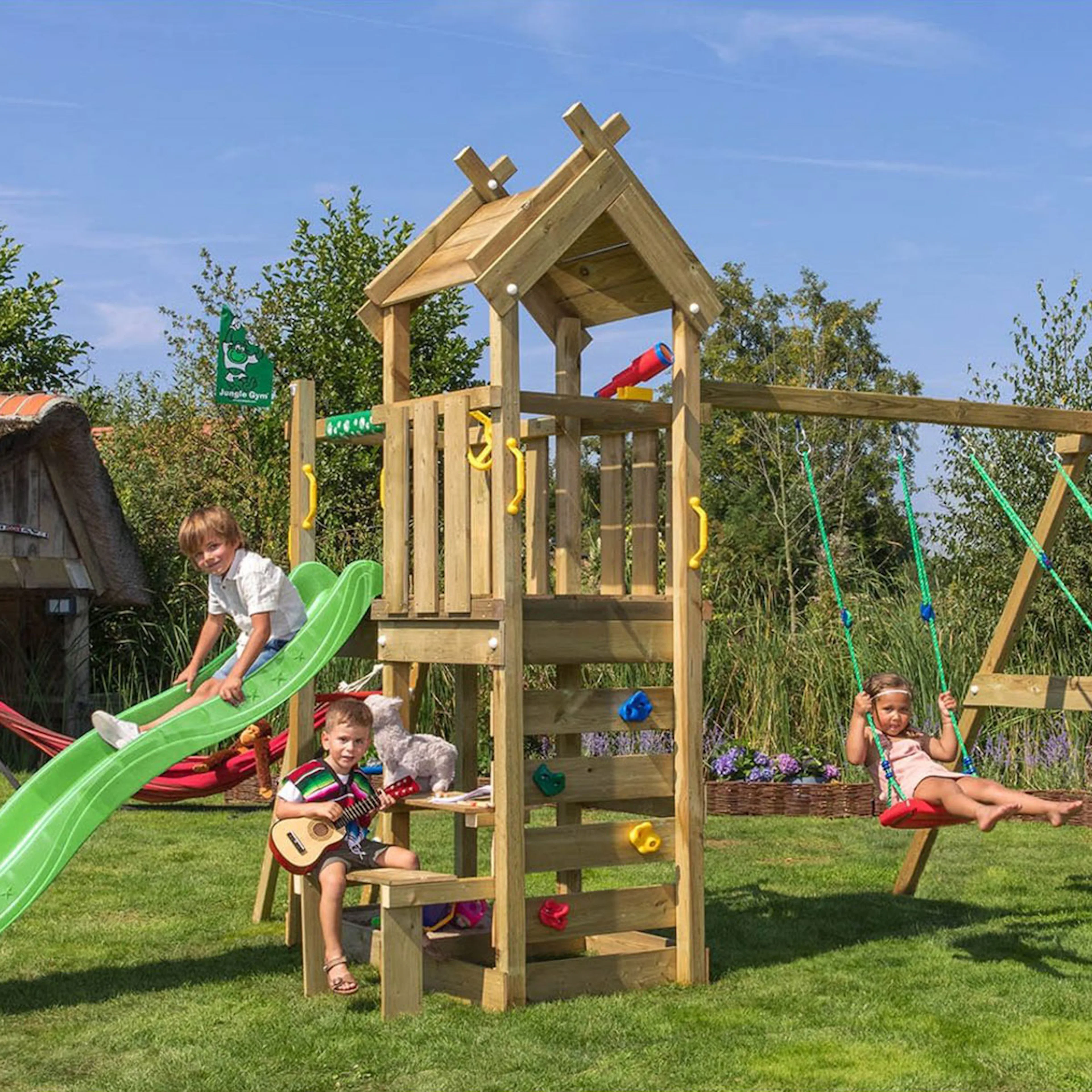 Jungle Gym Teepee lektorn komplett inkl. gungmodul och grön Grön