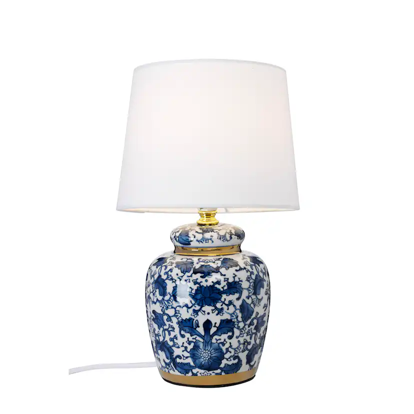 Fönsterlampa Cottex Klassisk H31 cm Mönstrad Lampfot med Vit Lampskärm