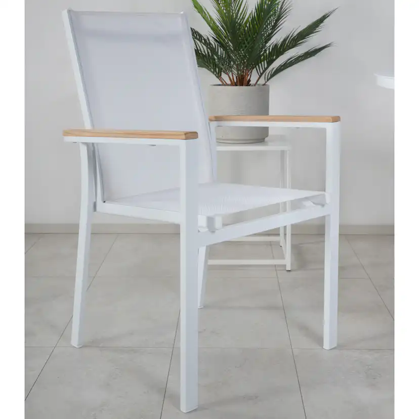 Alma Dining Table - White Alu - ø120cm+Texas Chair - White/T Vit
