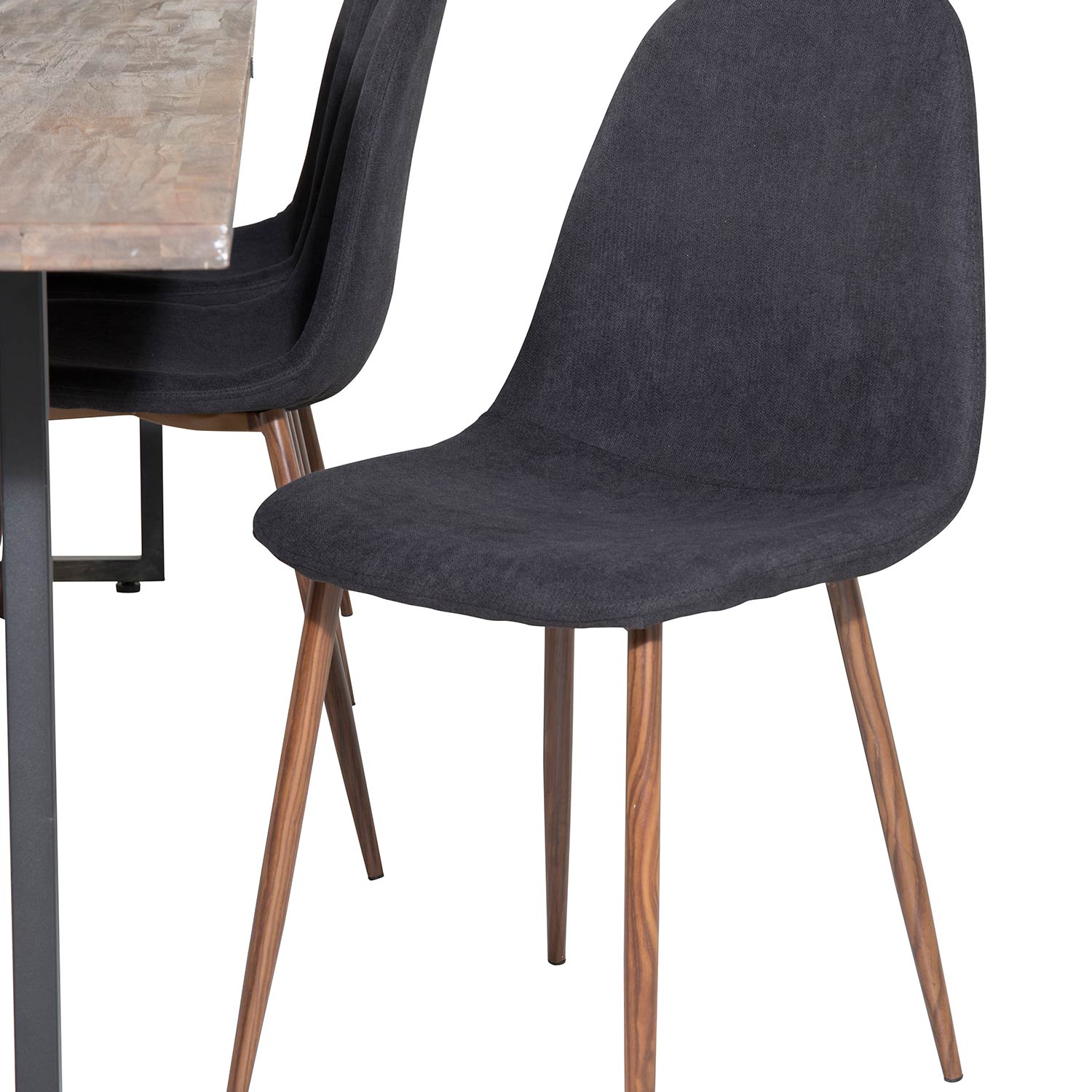 Padang Table - Dark Teak / Black+Polar Chair -Black Fabric_6 Teak/Svart/Valnöt