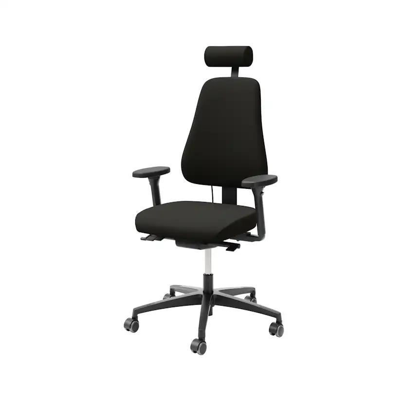 Kontorsstol Lanab Group LD 6340 Svart Stol med Justerbar Sits & Ryggstöd