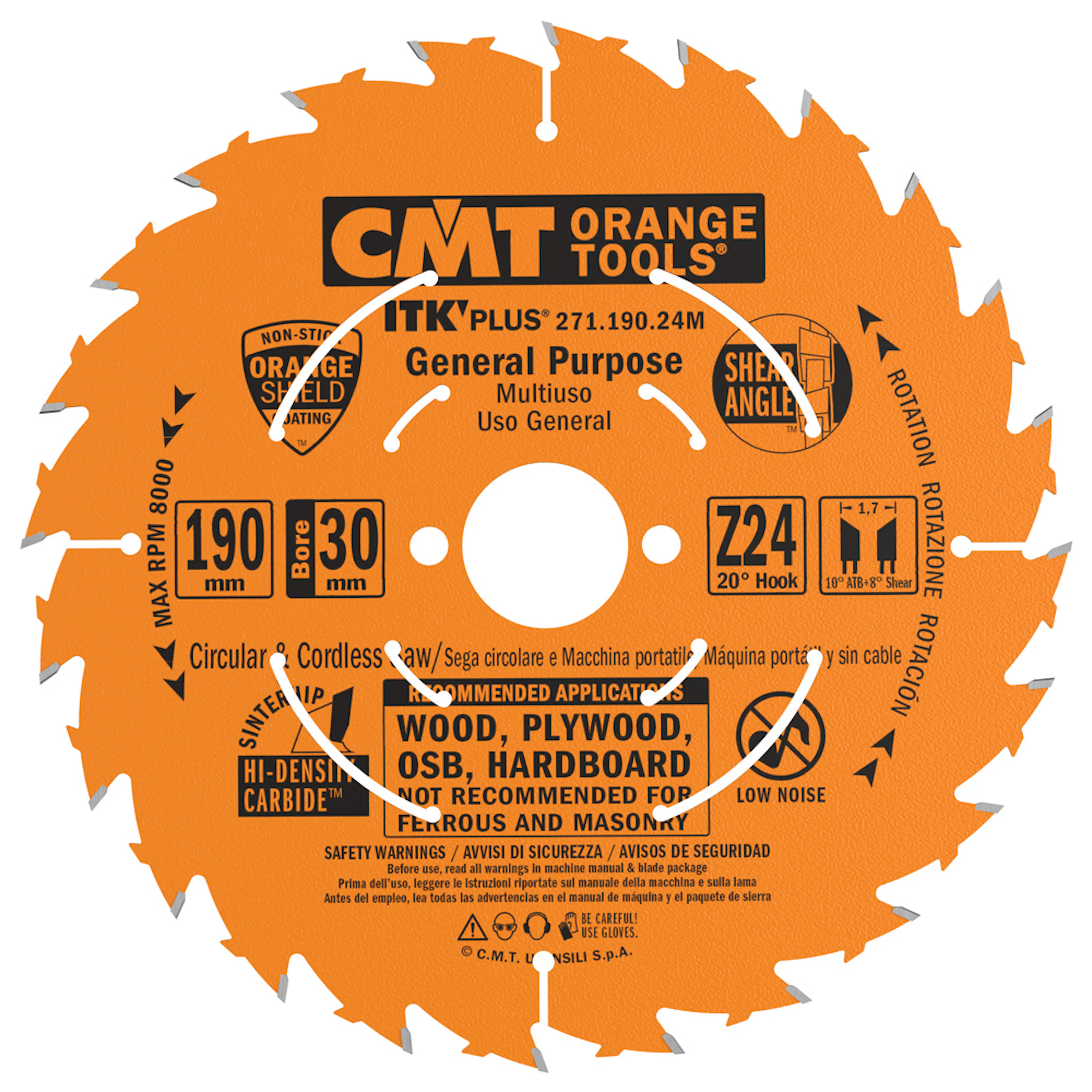 Sågklinga CMT Orange Tools ITK-Plus klyv/kap W Neg