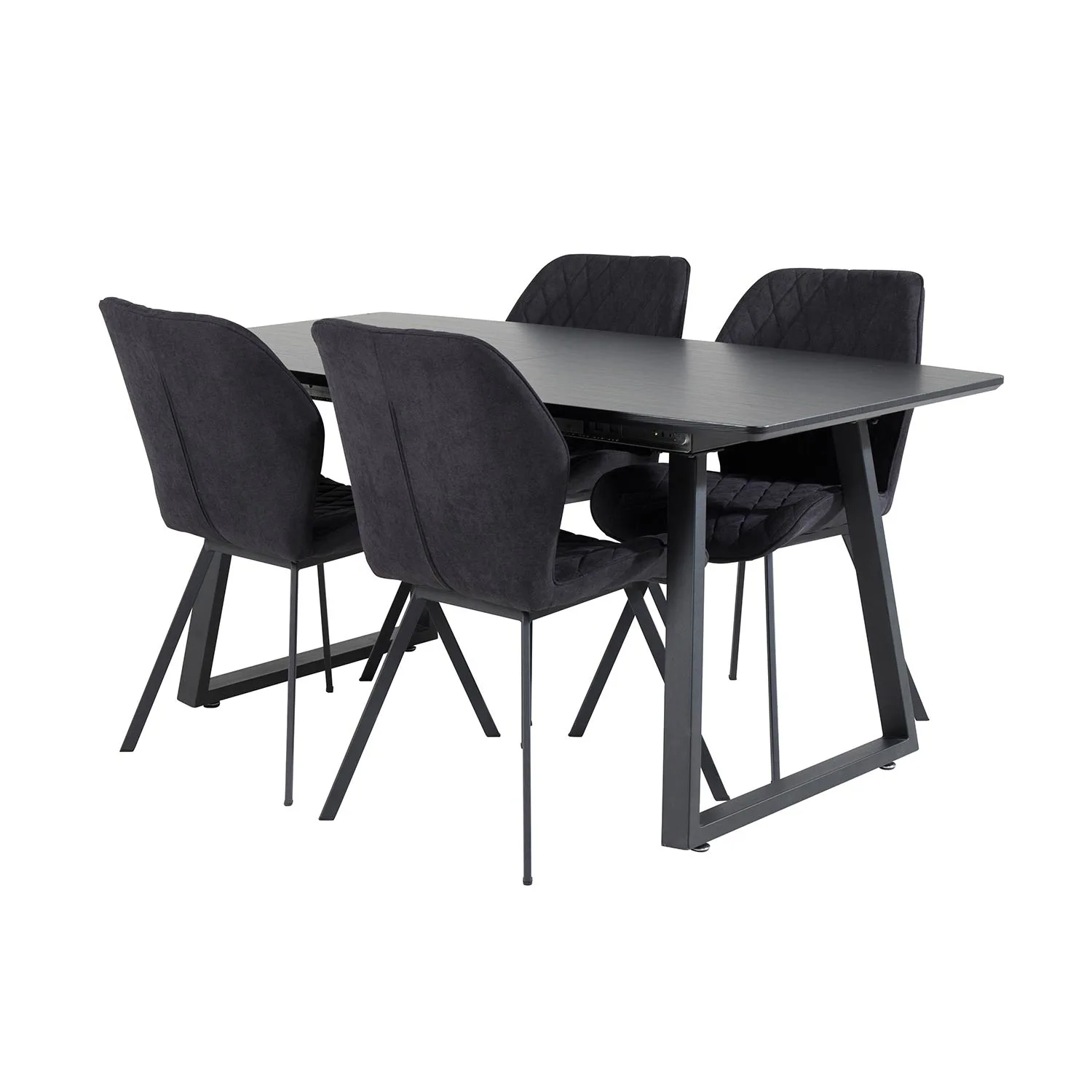 Inca Extentiontable - Black top /+GemmaChair -Black Fabric_4 Svart/Svart