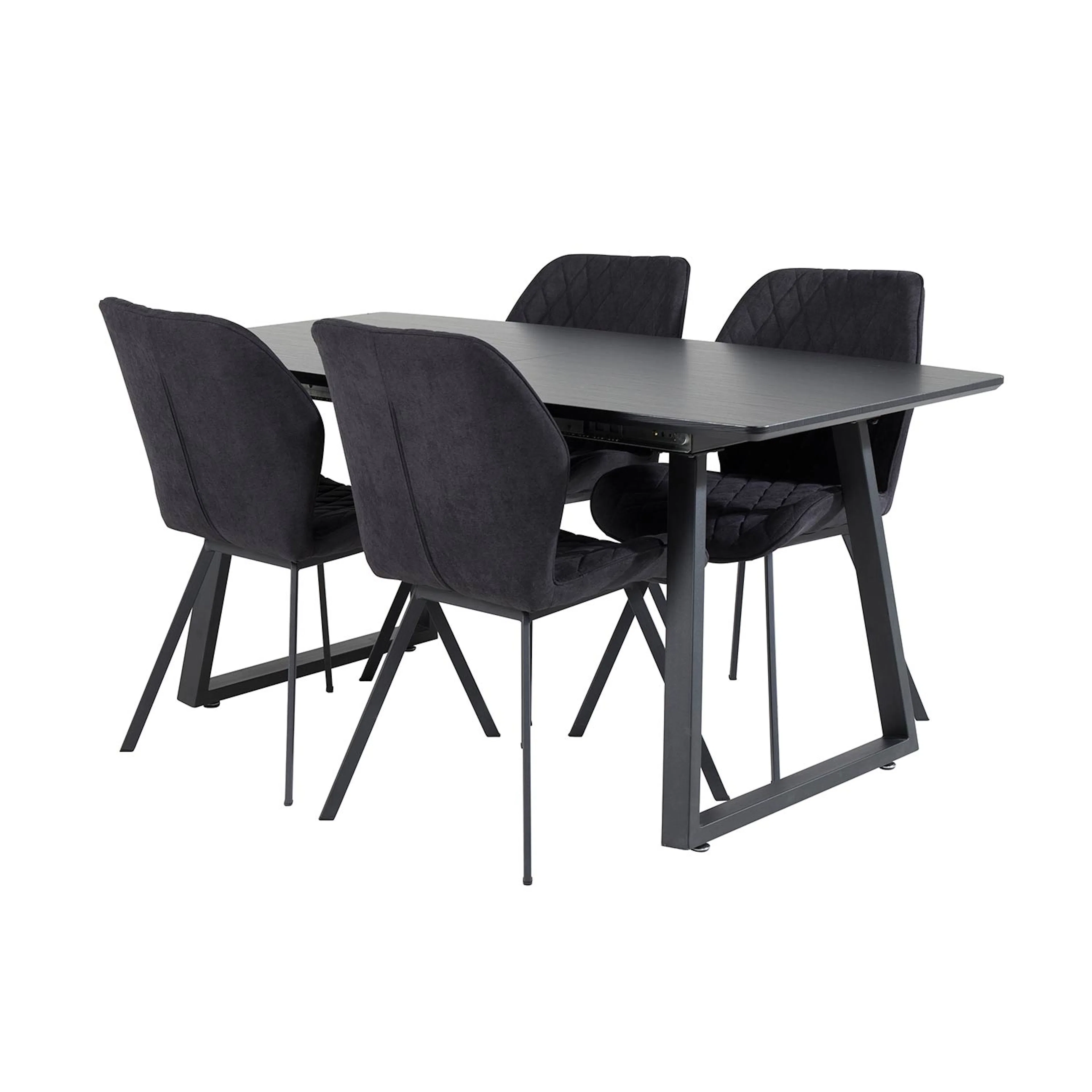 Inca Extentiontable - Black top /+GemmaChair -Black Fabric_4 Svart/Svart