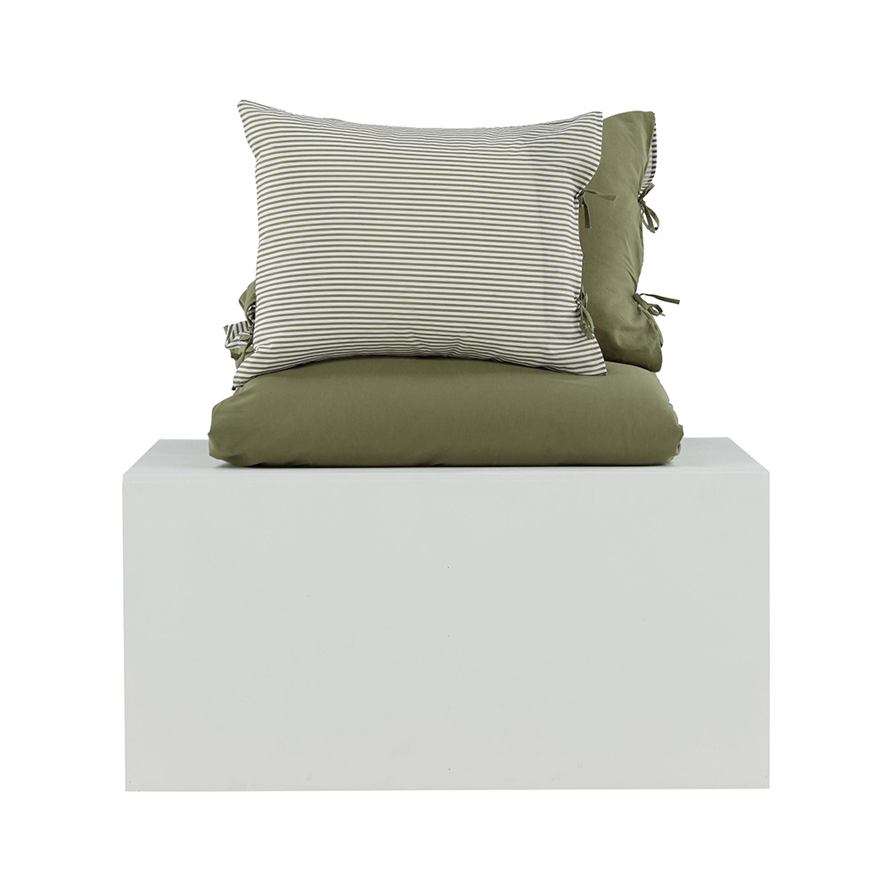 Jenna Bed Set Linen Cotton Green 240x220 cm Färg: Mörkgrön, Mått: 240x220 cm